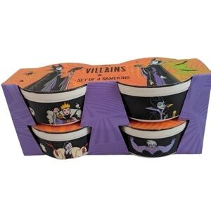 Disney Villains Ramekins Pack of 4 Baking Dish NEW Ceramic Halloween Ursula